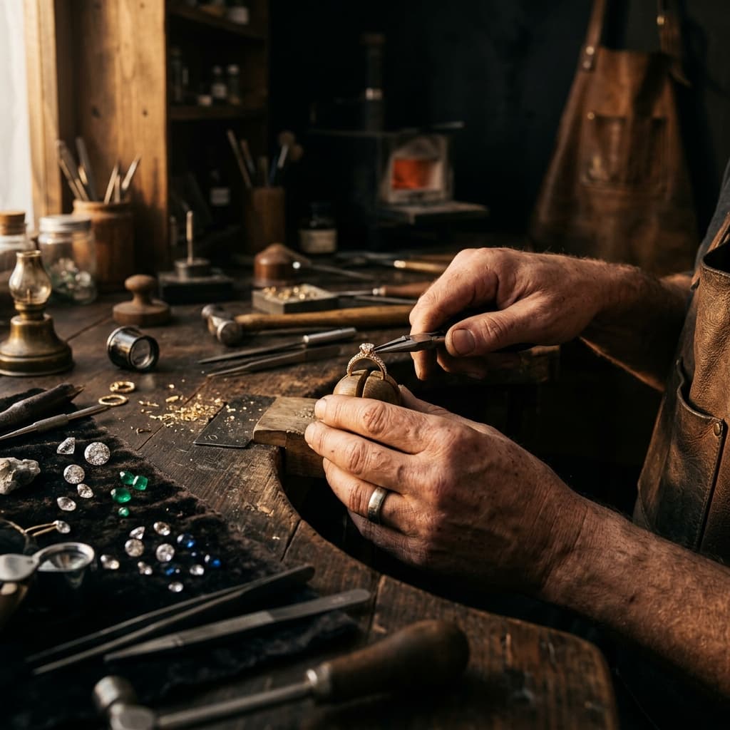 Master jeweler crafting bespoke diamond jewellery