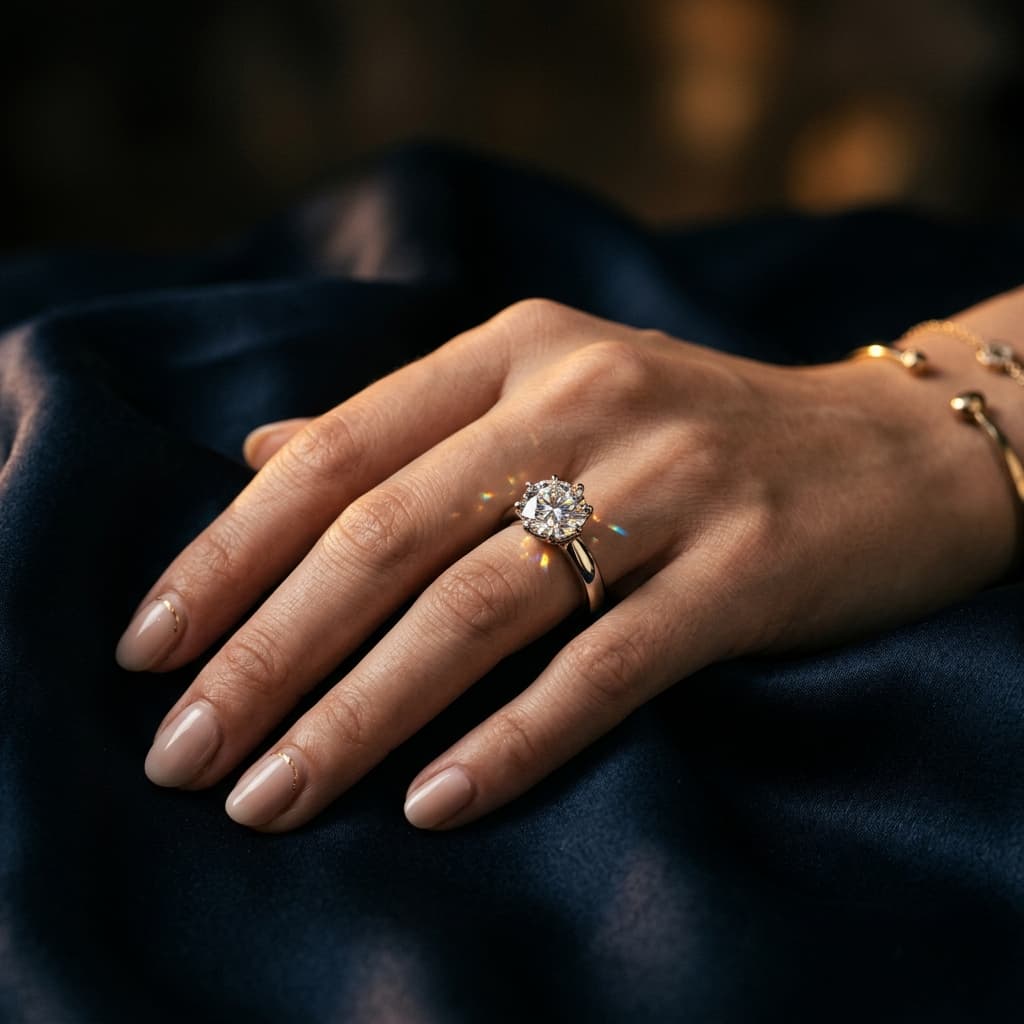 Diamond ring on silk